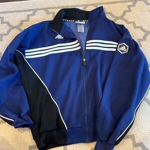 VTG 90s Adidas Soccer Track Jacket Blue size M GUC has couple small pulls check